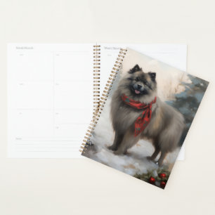 Keeshond Dog in Snow Christmas Planner