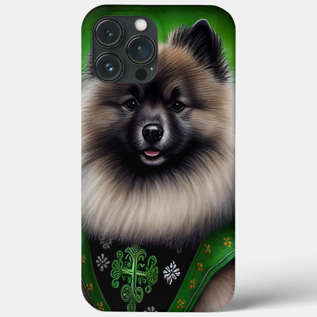 Keeshond Dog in St. Patrick's Day Dress Case-Mate iPhone Case (Back)