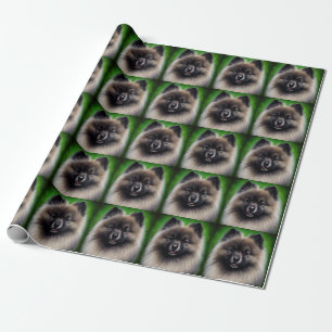 Keeshond Dog in St. Patrick's Day Dress Wrapping Paper