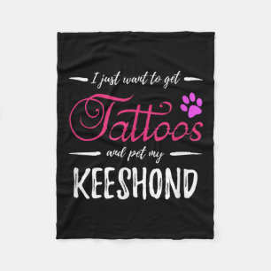 Keeshond Dog Lover Tattoo Funny Dog Mom Gift Idea  Fleece Blanket