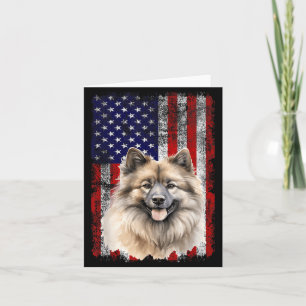 Keeshond Dog Lover US Flag 4th of July Patriotic Card