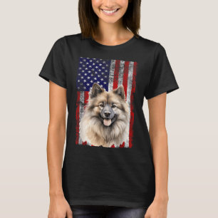 Keeshond Dog Lover US Flag 4th of July Patriotic T-Shirt