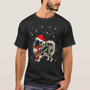Keeshond Dog Santa Hat Christmas Dog Light Tree Xm T-Shirt