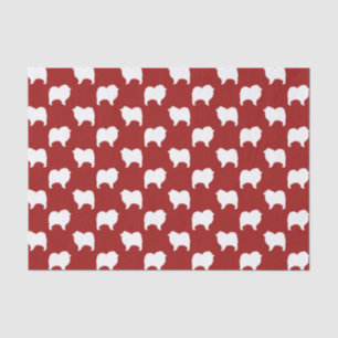 Keeshond Dog Silhouettes Pattern Red and White Tissue Paper