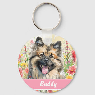 Keeshond Dog Tag – Custom Info Keychain