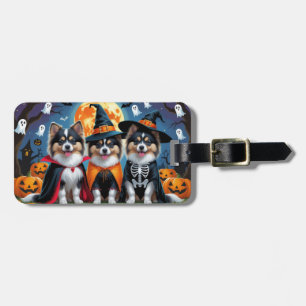 Keeshond Dogs Pumpkin Halloween Funny Luggage Tag