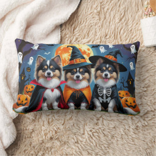Keeshond Dogs Pumpkin Halloween Funny Lumbar Pillow