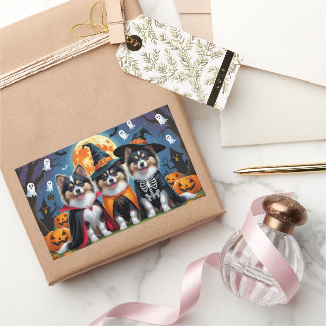 Keeshond Dogs Pumpkin Halloween Funny Sticker (Gifting)