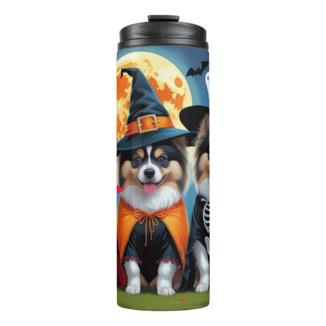 Keeshond Dogs Pumpkin Halloween Funny Thermal Tumbler (Front)
