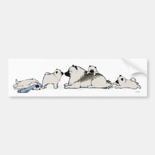 Keeshond Family with Blue Sock Bumper Sticker