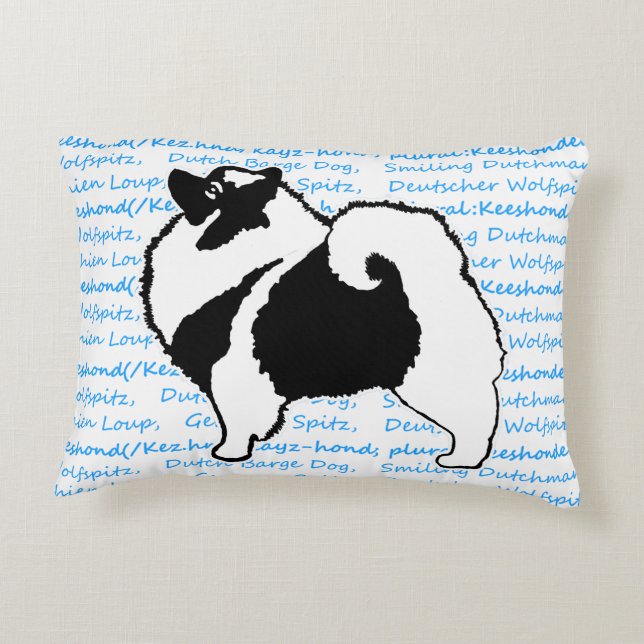 Keeshond Graphics  - Cute Original Dog Art Decorative Pillow (Back)