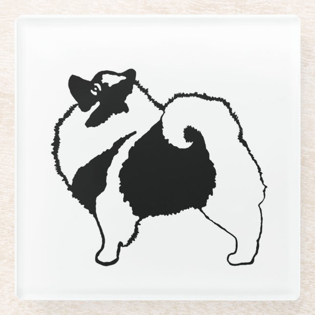 Keeshond Graphics  - Cute Original Dog Art Glass Coaster (Front)