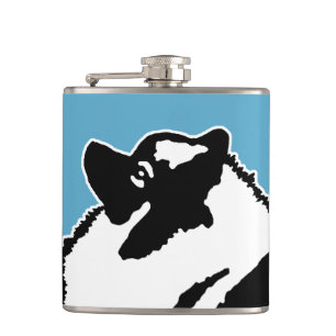 Keeshond Graphics  - Cute Original Dog Art Hip Flask