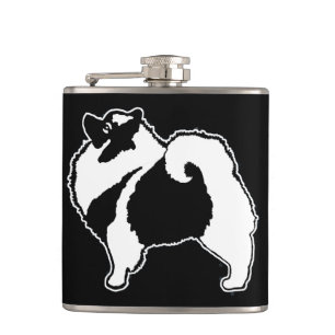 Keeshond Graphics  - Cute Original Dog Art Hip Flask