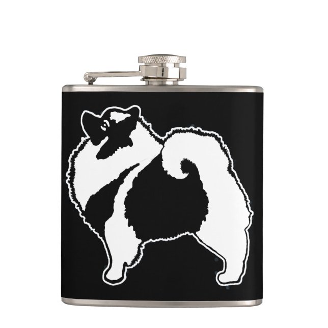 Keeshond Graphics  - Cute Original Dog Art Hip Flask (Front)