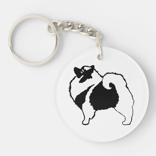 Keeshond Graphics  - Cute Original Dog Art Keychain (Front)