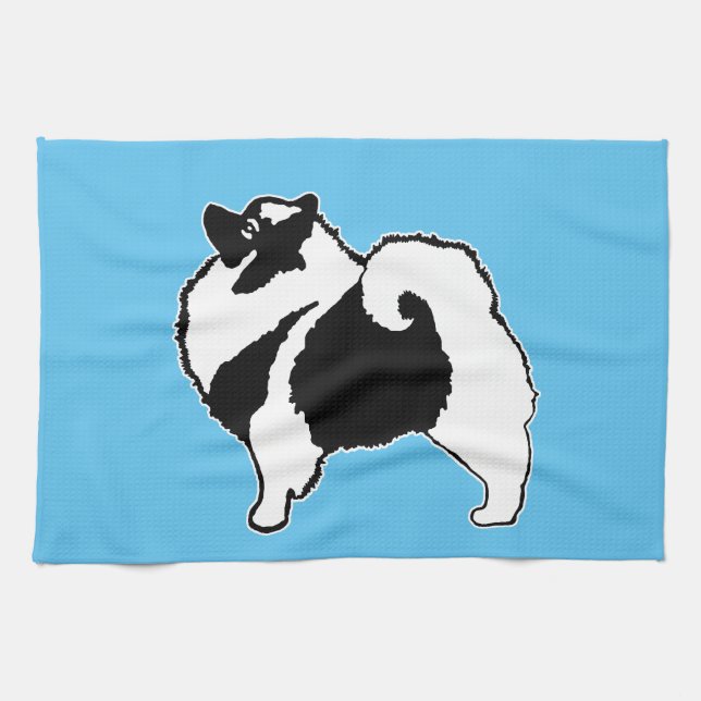Keeshond Graphics  - Cute Original Dog Art Kitchen Towel (Horizontal)
