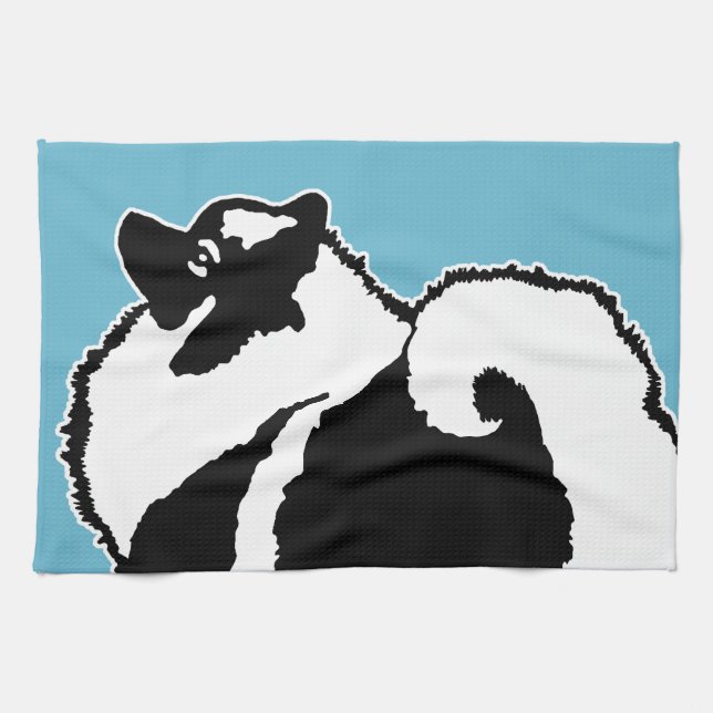 Keeshond Graphics  - Cute Original Dog Art Kitchen Towel (Horizontal)