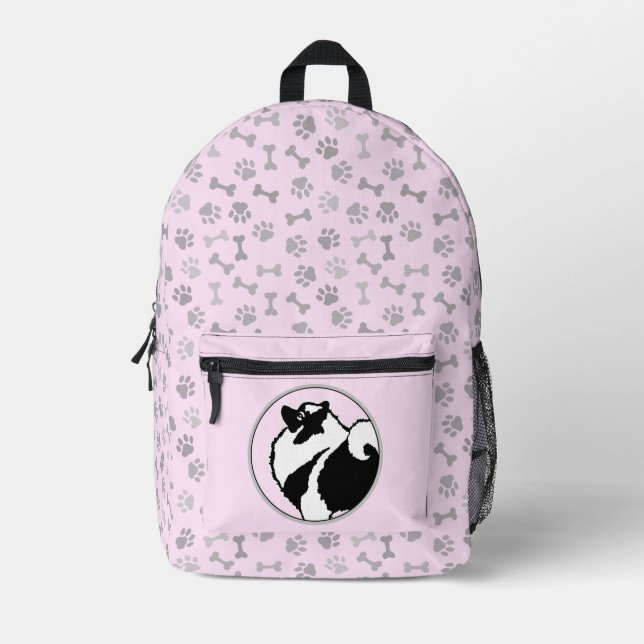 Keeshond Graphics  - Cute Original Dog Art Printed Backpack (Front)