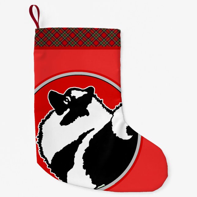 Keeshond Graphics  - Cute Original Dog Art Small Christmas Stocking (Front)