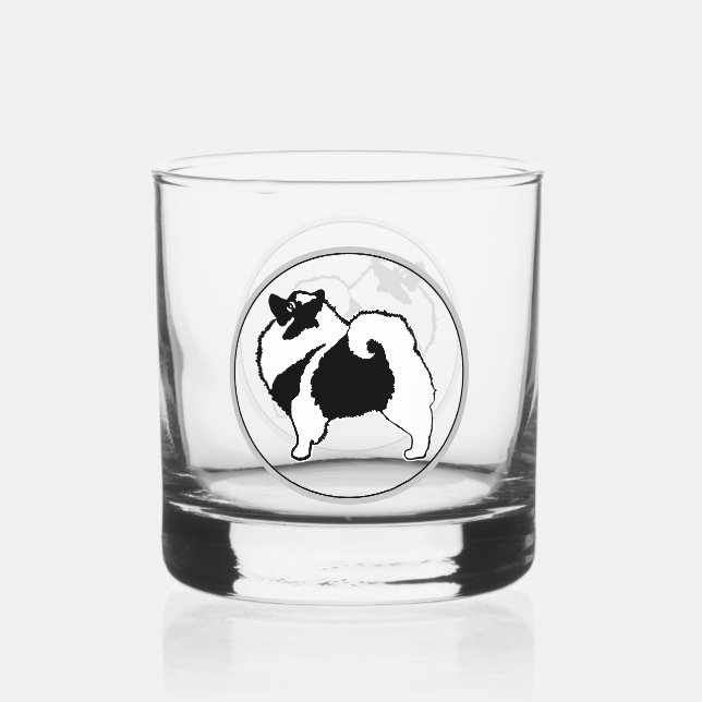 Keeshond Graphics  - Cute Original Dog Art Whiskey Glass (Front)
