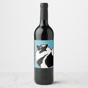 Keeshond Graphics  - Cute Original Dog Art Wine Label