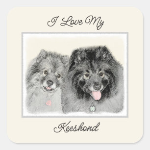 Keeshond Graphics Keeshond Mom and Son Square Sticker