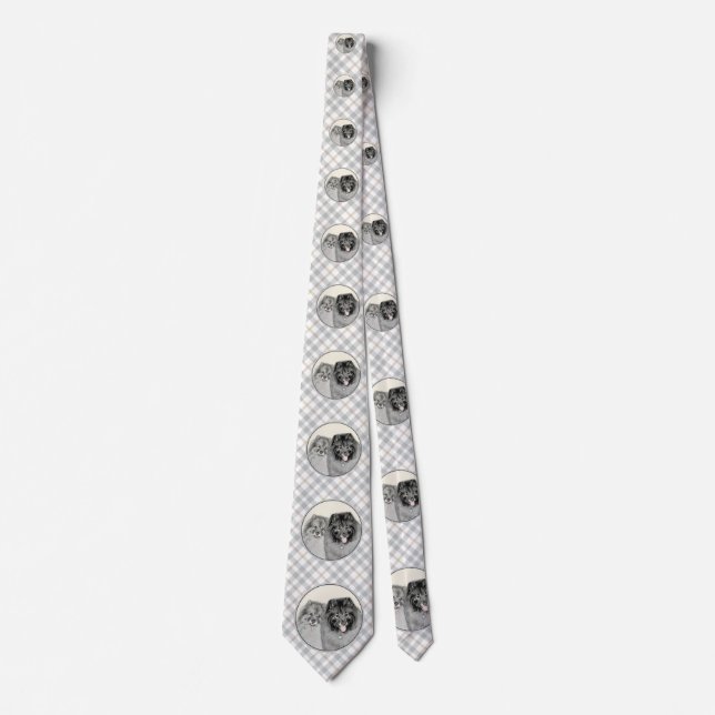 Keeshond Graphics Keeshond Mom and Son Tie (Front)