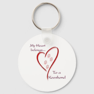 Keeshond Heart Belongs Keychain