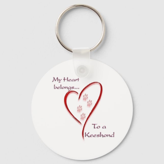 Keeshond Heart Belongs Keychain (Front)