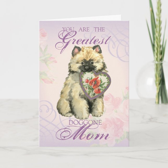 Keeshond Heart Mom Card (Front)