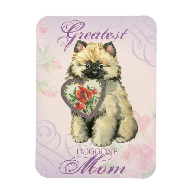 Keeshond Heart Mom Magnet (Vertical)