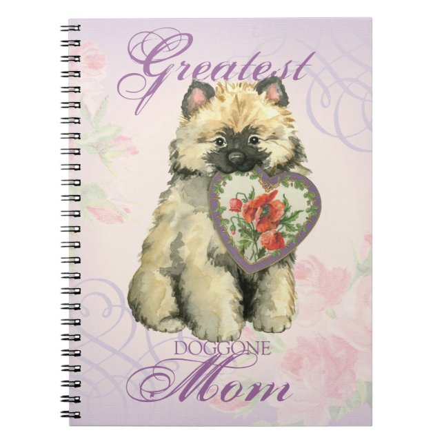Keeshond Heart Mom Notebook (Front)