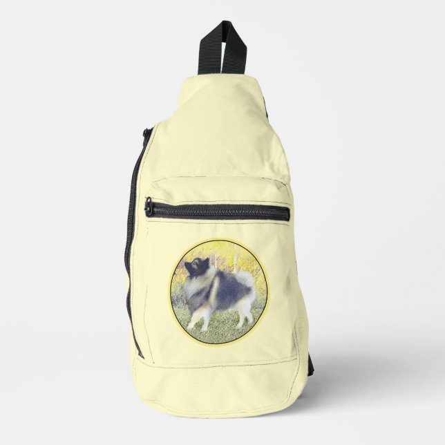 Keeshond in Aspen Painting Cute Original Dog Art Sling Bag (Front)