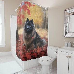 Keeshond in Autumn Leaves Fall Inspire 