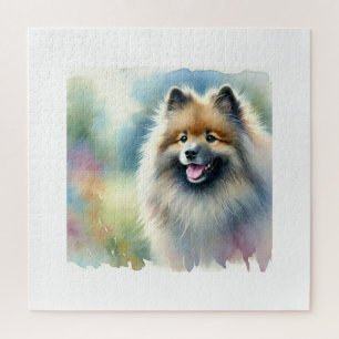 Keeshond in Nature 160924AREF138 - Watercolor Jigsaw Puzzle