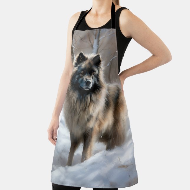 Keeshond Let It Snow Christmas Apron (Insitu)