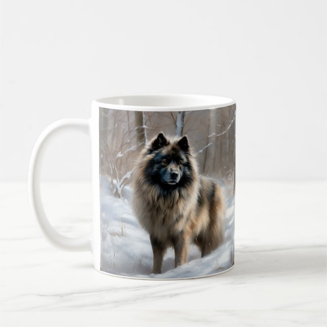 Keeshond Let It Snow Christmas Coffee Mug (Left)