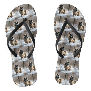 Keeshond Let It Snow Christmas Flip Flops