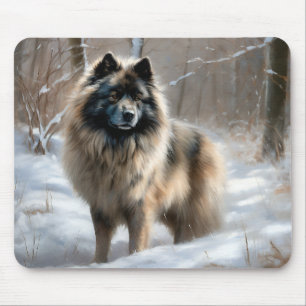 Keeshond Let It Snow Christmas Mouse Pad
