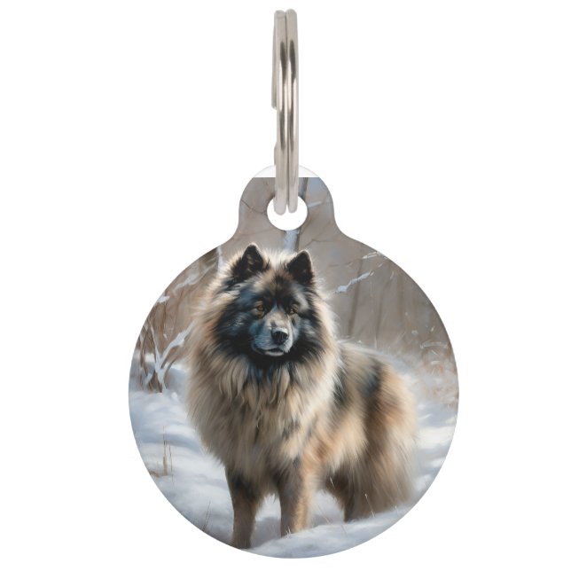 Keeshond Let It Snow Christmas Pet Tag (Front)