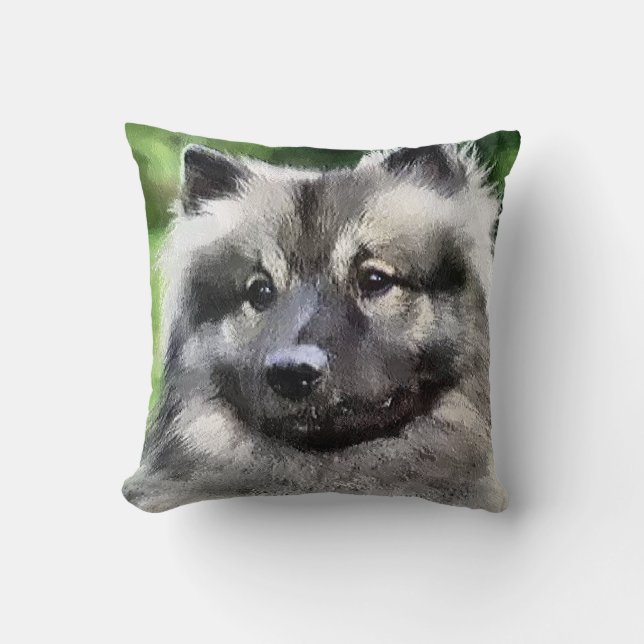 Keeshond Lovers Art Gifts Throw Pillow (Front)