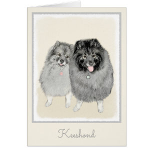 Keeshond Maman et Son Peinture - Art Chien origina