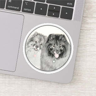Keeshond Mom and Son Painting - Original Dog Art