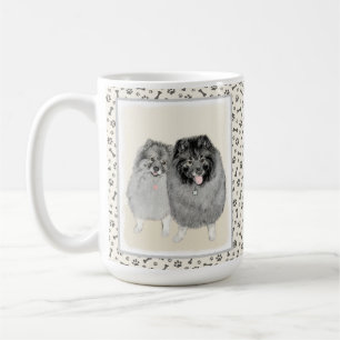 Keeshond Mom and Son Painting - Original Dog Art Coffee Mug