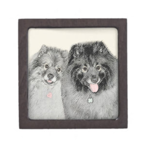 Keeshond Mom and Son Painting - Original Dog Art Gift Box