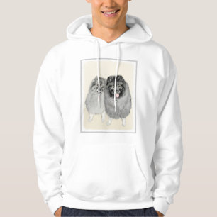 Keeshond Mom and Son Painting - Original Dog Art Hoodie