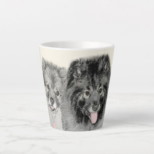 Keeshond Mom and Son Painting - Original Dog Art Latte Mug