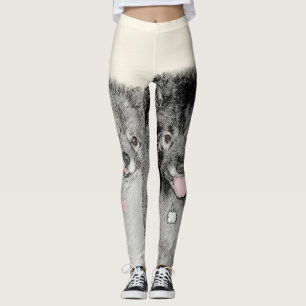 Keeshond Mom and Son Painting - Original Dog Art Leggings