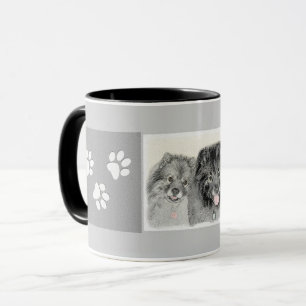 Keeshond Mom and Son Painting - Original Dog Art Mug